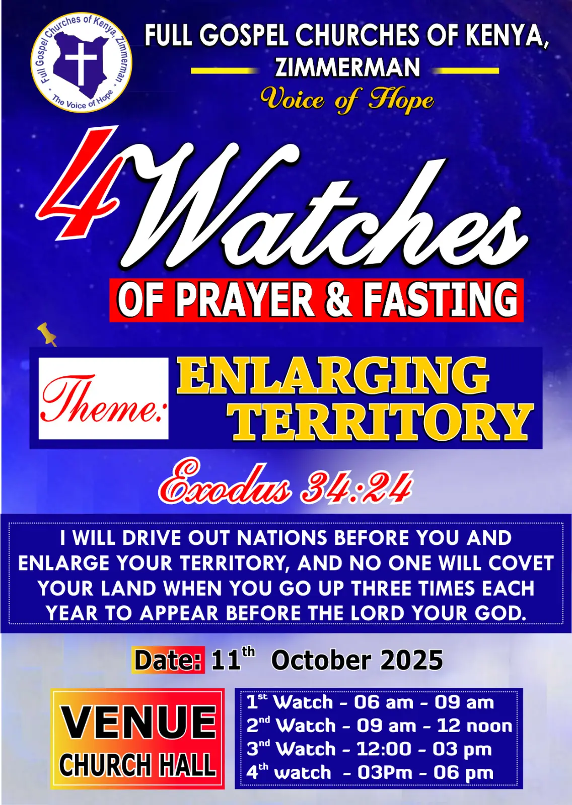 4 WATCHES OF PRAYER AND FASTING