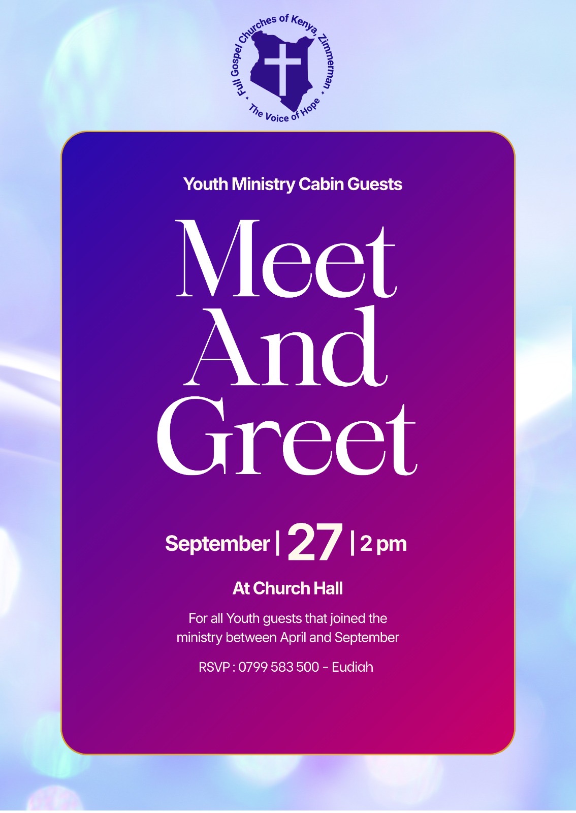 Youth Ministry April – August Visitors Meet and Greet